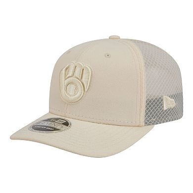 Men's New Era Light Beige Milwaukee Brewers Color Pack 9SEVENTY Trucker Adjustable Hat