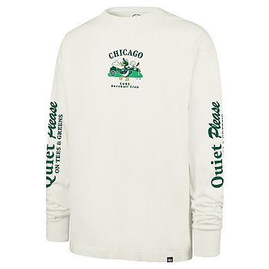 Men's '47 Cream Chicago Cubs Quiet Please Foundation Long Sleeve T-Shirt