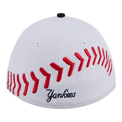 Youth New Era White/Navy New York Yankees Baseball 39THIRTY M-Crown Flex Hat