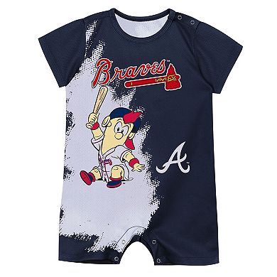 Newborn Outerstuff Navy Atlanta Braves Baby Mascot Bodysuit