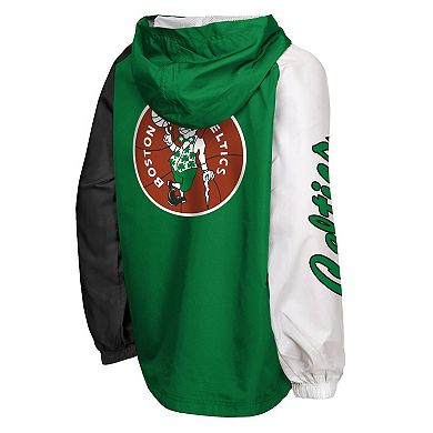 Youth Mitchell & Ness Kelly Green Boston Celtics Playoff Anorak Quarter-Zip Windbreaker