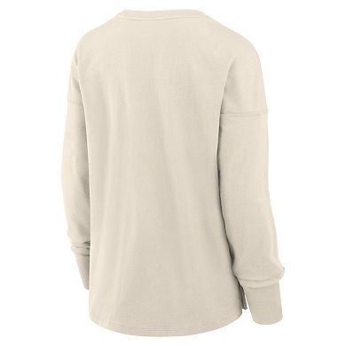 Women's Fanatics Cream Boston Bruins Distressed Logo Long Sleeve T-Shirt