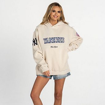 Women's The Wild Collective Cream New York Yankees Oversized Cord Hoodie