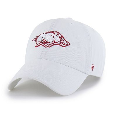 Men's '47 White Arkansas Razorbacks Clean Up Adjustable Hat