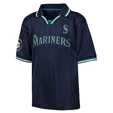 Youth Outerstuff Navy Seattle Mariners Y2 Tech Stadium Fashion Collar T-Shirt