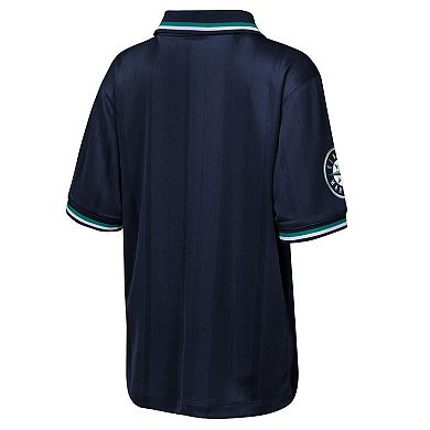 Youth Outerstuff Navy Seattle Mariners Y2 Tech Stadium Fashion Collar T-Shirt