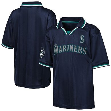 Youth Outerstuff Navy Seattle Mariners Y2 Tech Stadium Fashion Collar T-Shirt