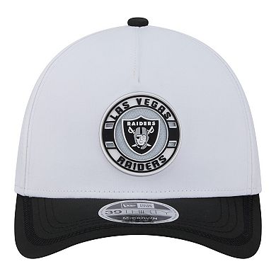 Men's New Era White/Black Las Vegas Raiders Patch 39THIRTY A-Frame M-Crown Perforated Flex Hat