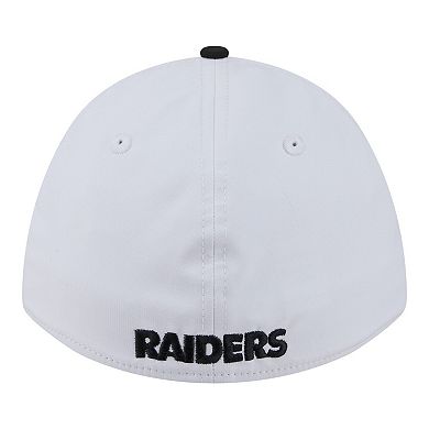 Men's New Era White/Black Las Vegas Raiders Patch 39THIRTY A-Frame M-Crown Perforated Flex Hat