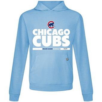 Men's Levelwear Light Blue Chicago Cubs Relay Center Stage Long Sleeve Hooded T-Shirt