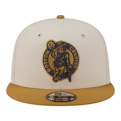 Men's New Era Cream/Tan Boston Celtics Two-Tone Color Pack 9FIFTY Snapback Hat