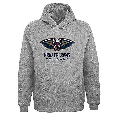 Youth Outerstuff Gray New Orleans Pelicans Primary Logo Pullover Hoodie