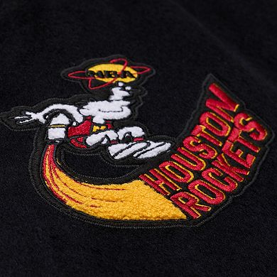 Men's Mitchell & Ness Black/White Houston Rockets Hardwood Classics Off Day Full-Snap Varsity Jacket