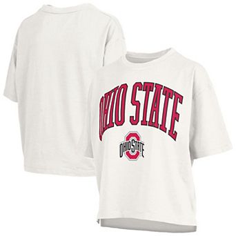 Women's Pressbox White Ohio State Buckeyes Plus Size Nelson Motley Crew Oversized Slub T-Shirt