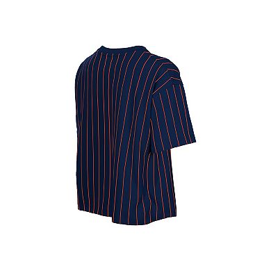 Women's New Era Navy Detroit Tigers Throwback Meshback Pinstripe Boxy T-Shirt