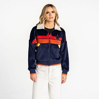 Women's The Wild Collective Blue Houston Astros Velvet Cord Full-Zip Jacket