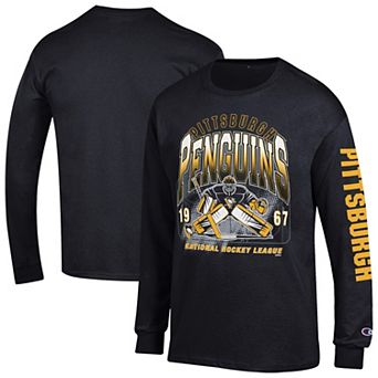 Men's Champion Black Pittsburgh Penguins Long Sleeve Jersey T-Shirt