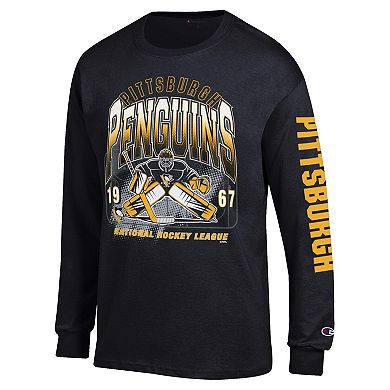 Men's Champion Black Pittsburgh Penguins Long Sleeve Jersey T-Shirt
