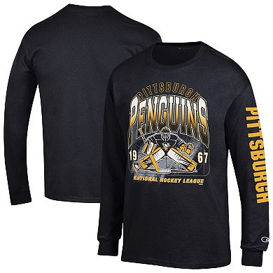 Men's Champion Black Pittsburgh Penguins Long Sleeve Jersey T-Shirt