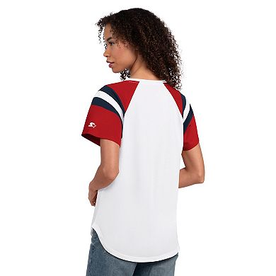 Women's Starter White Washington Nationals Game On Notch Neck T-Shirt