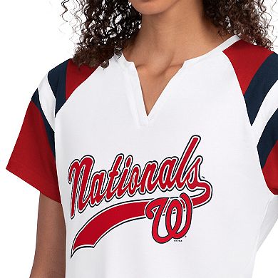 Women's Starter White Washington Nationals Game On Notch Neck T-Shirt