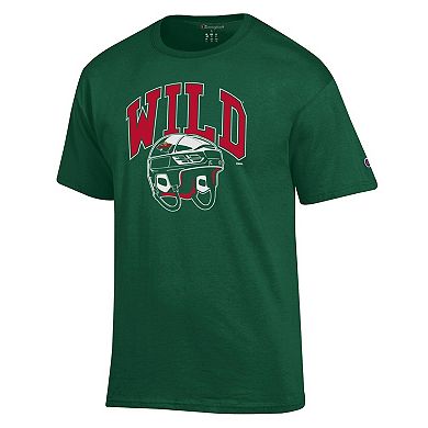 Men's Champion Green Minnesota Wild Helmet T-Shirt