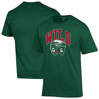 Men's Champion Green Minnesota Wild Helmet T-Shirt