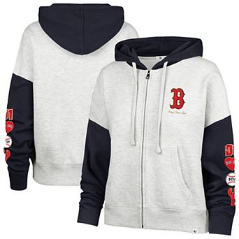 Women's '47 x Stoney Clover Lane Heather Gray/Navy Boston Red Sox Color Block Full-Zip Hoodie
