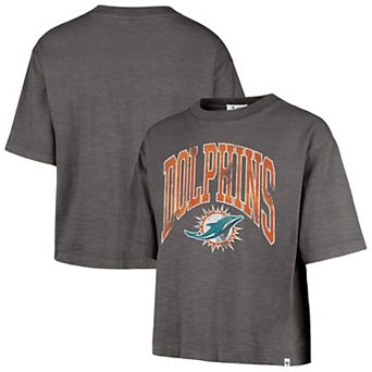Women's '47 Charcoal Miami Dolphins Cropped Mindi Slub T-Shirt
