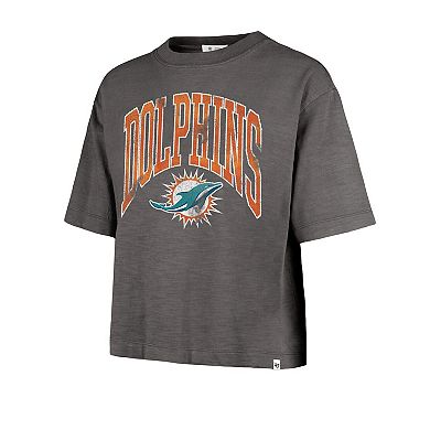 Women's '47 Charcoal Miami Dolphins Cropped Mindi Slub T-Shirt