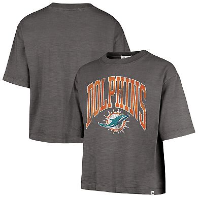 Women's '47 Charcoal Miami Dolphins Cropped Mindi Slub T-Shirt