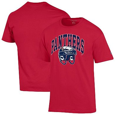 Men's Champion Red Florida Panthers Helmet T-Shirt