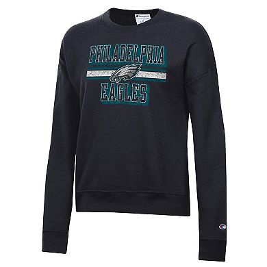 Women's Champion Black Philadelphia Eagles Powerblend Fleece Sweatshirt
