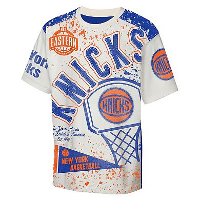 Youth Outerstuff Cream New York Knicks Top Player All-Over-Print T-Shirt