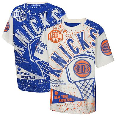 Youth Outerstuff Cream New York Knicks Top Player All-Over-Print T-Shirt