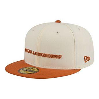 Men's New Era Cream/Texas Orange Texas Longhorns Two-Tone Script 59FIFTY Fitted Hat