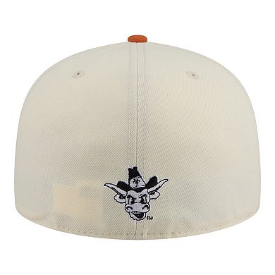 Men's New Era Cream/Texas Orange Texas Longhorns Two-Tone Script 59FIFTY Fitted Hat