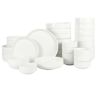 Gibson Home Rothenberg 40 pc Stackable Porcelain Plates and Bowls Dinnerware Set