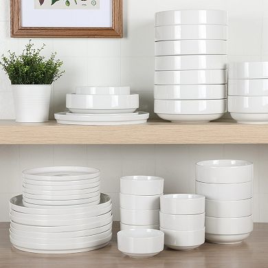 Gibson Home Rothenberg 40 Piece Stackable Porcelain Plates and Bowls Dinnerware Set