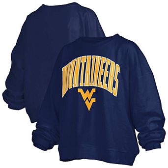 Women's Pressbox Navy West Virginia Mountaineers Plus Size Nelson Janise Sweatshirt