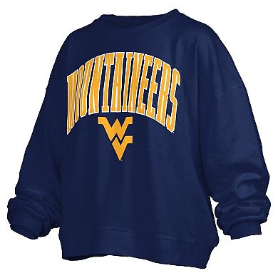 Women's Pressbox Navy West Virginia Mountaineers Plus Size Nelson Janise Sweatshirt