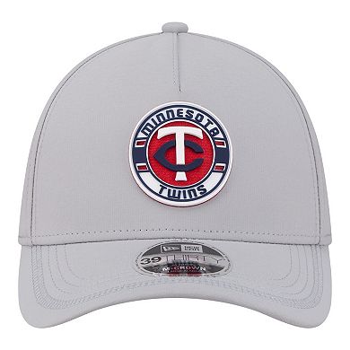 Men's New Era Gray Minnesota Twins Patch 39THIRTY A-Frame M-Crown Perforated Flex Hat