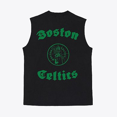 Men's Mitchell & Ness Black Boston Celtics Hardwood Classics Muscle Cut Off T-Shirt