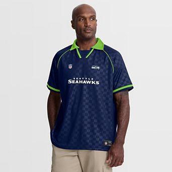 Men's Fanatics College Navy/Neon Green Seattle Seahawks Homerun Raglan V-Neck Polo