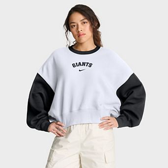 Women's Nike White/Black San Francisco Giants Oversized High Hip Fleece Sweatshirt