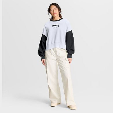 Women's Nike White/Black San Francisco Giants Oversized High Hip Fleece Sweatshirt