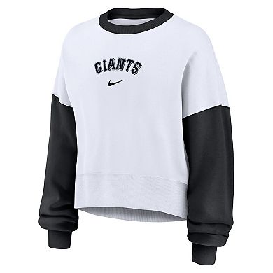 Women's Nike White/Black San Francisco Giants Oversized High Hip Fleece Sweatshirt