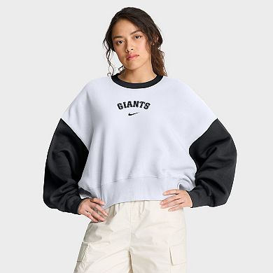 Women's Nike White/Black San Francisco Giants Oversized High Hip Fleece Sweatshirt