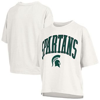Women's Pressbox White Michigan State Spartans Plus Size Nelson Motley Crew Oversized Slub T-Shirt
