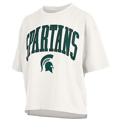 Women's Pressbox White Michigan State Spartans Plus Size Nelson Motley Crew Oversized Slub T-Shirt
